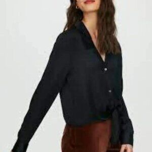 Wilfred Tie-Front Blouse Cropped Navy S
